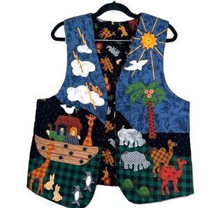 Noahs Ark Quilted Vest With Animal Patterns